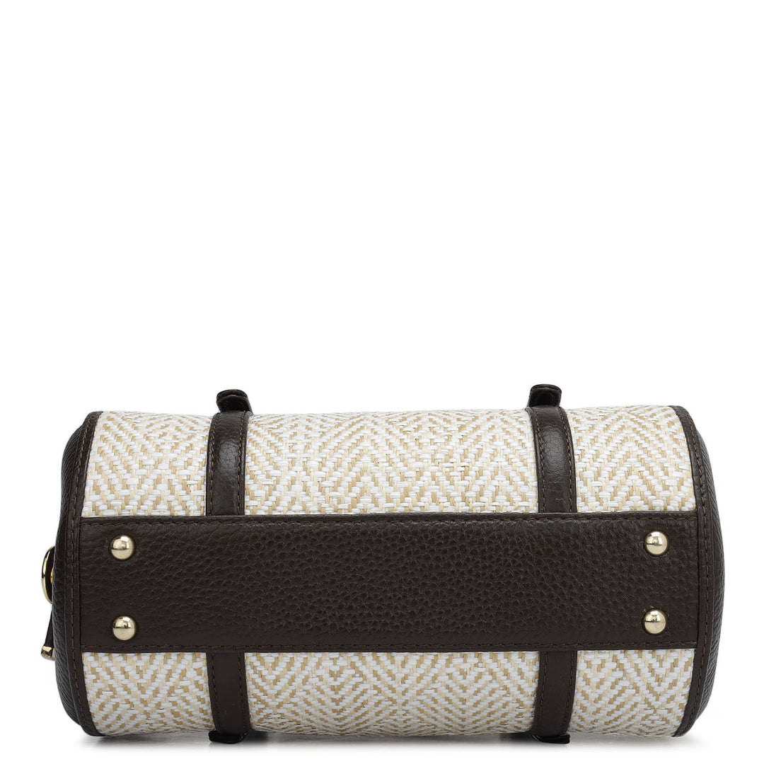 Small Canvas Wax Leather Satchel - Chocolate