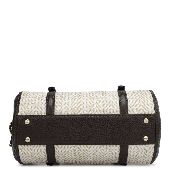 Small Canvas Wax Leather Satchel - Chocolate