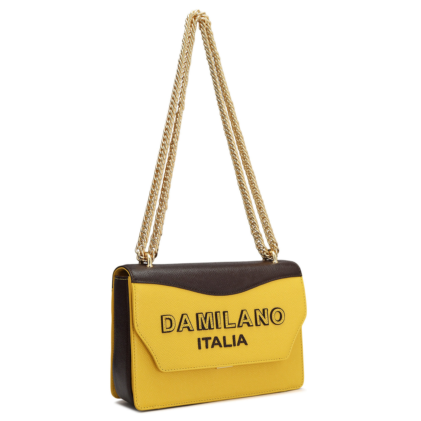 Small Franzy Leather Shoulder Bag - Minion & Chocolate