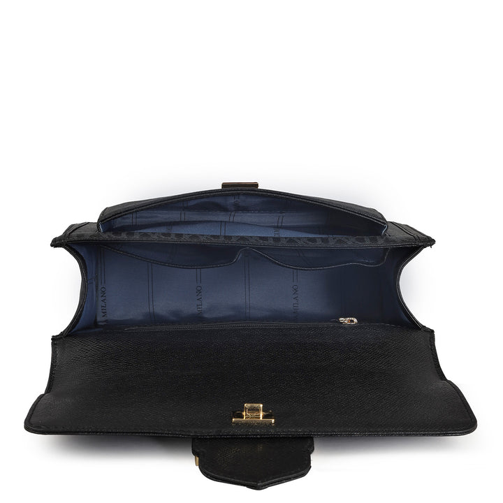 Small Monogram Leather Shoulder Bag - Black