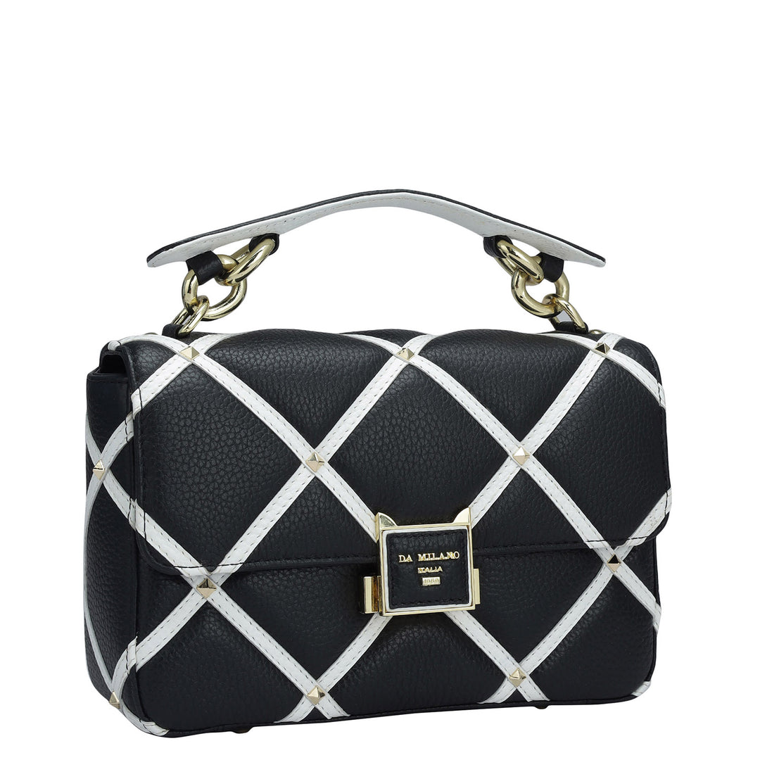 Small Quilting Wax Leather Sling - Black