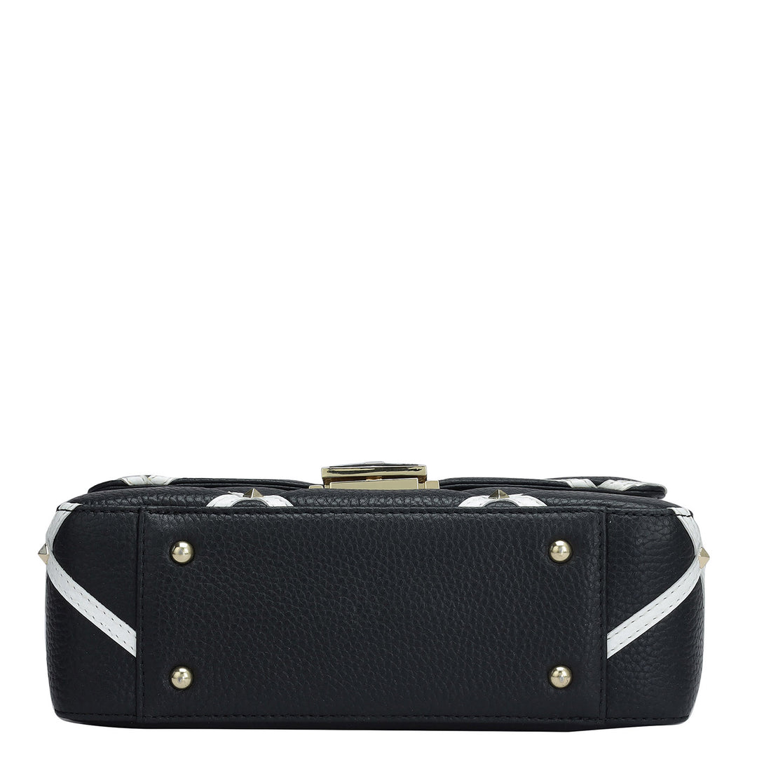 Small Quilting Wax Leather Sling - Black