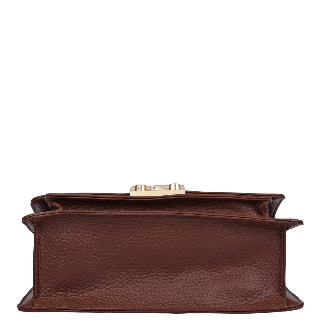 Small Canvas Wax Leather Shoulder Bag - Beige & Espresso