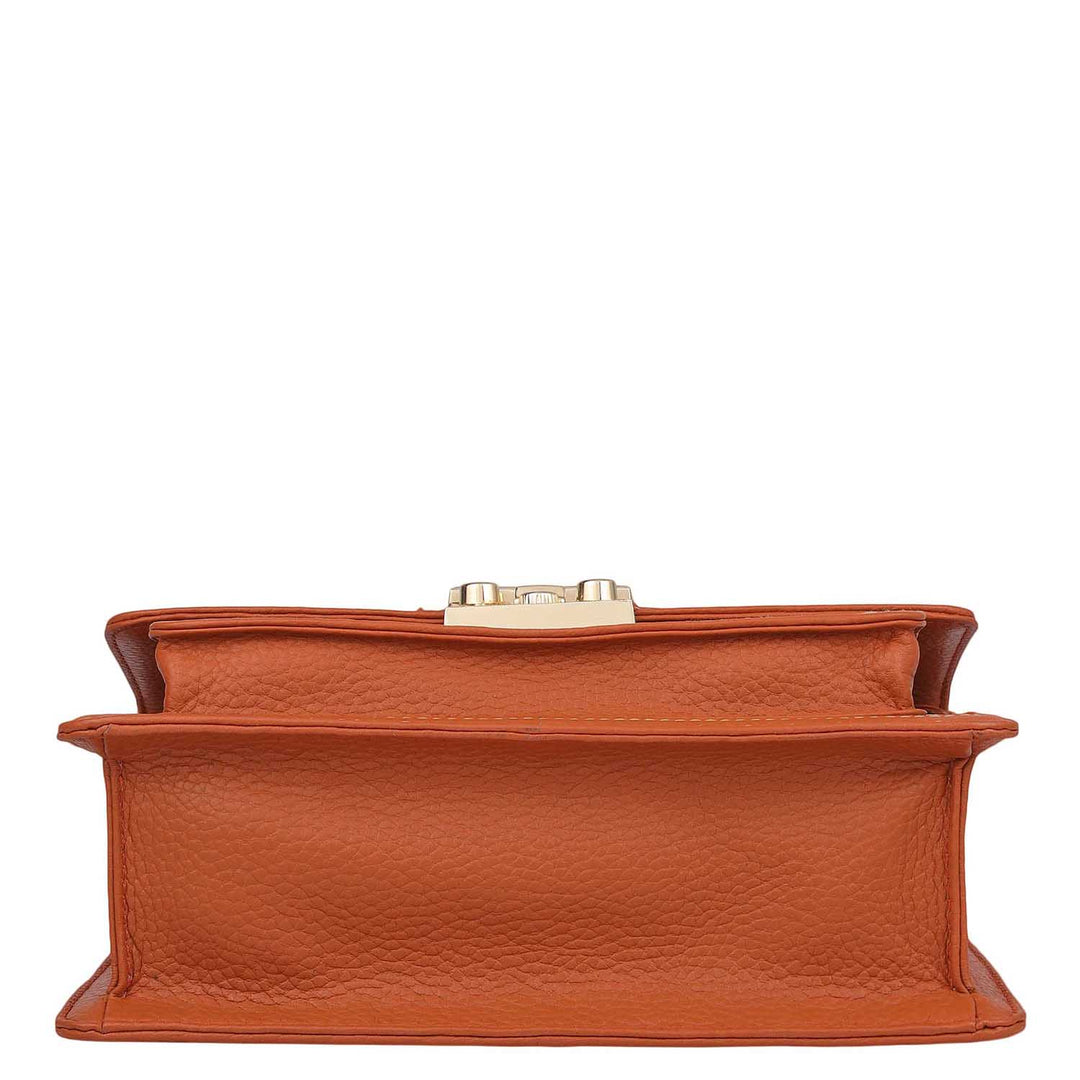 Small Canvas Wax Leather Shoulder Bag - Beige & Orange