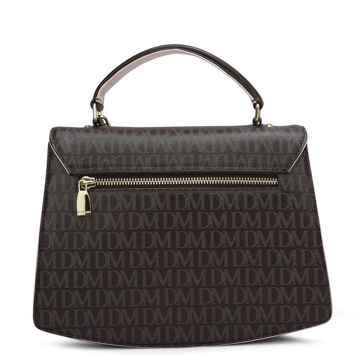 Small Monogram Franzy Leather Satchel - Chocolate