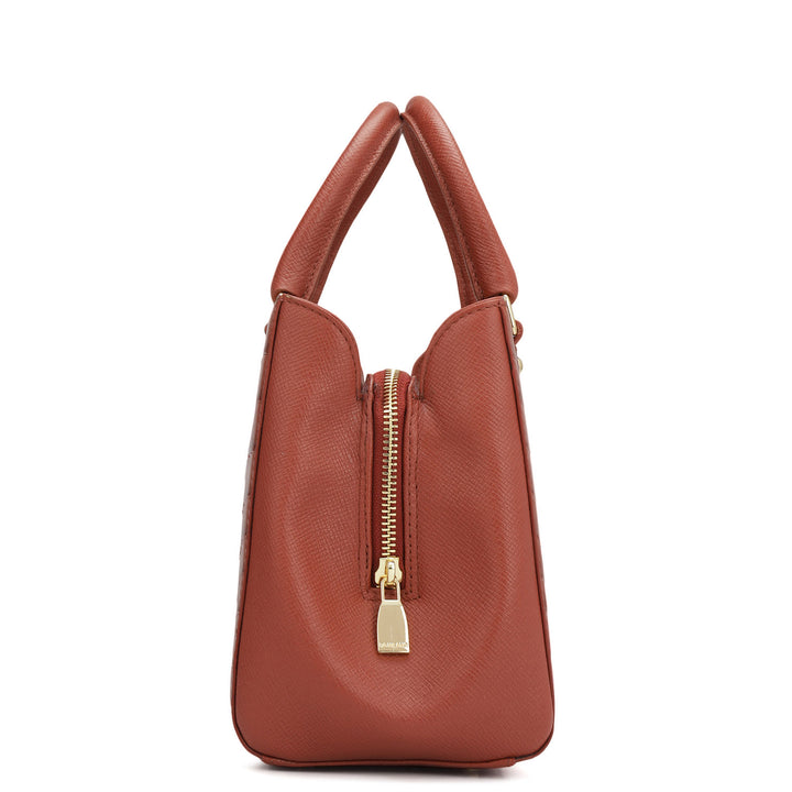 Small Croco Leather Satchel - Brick