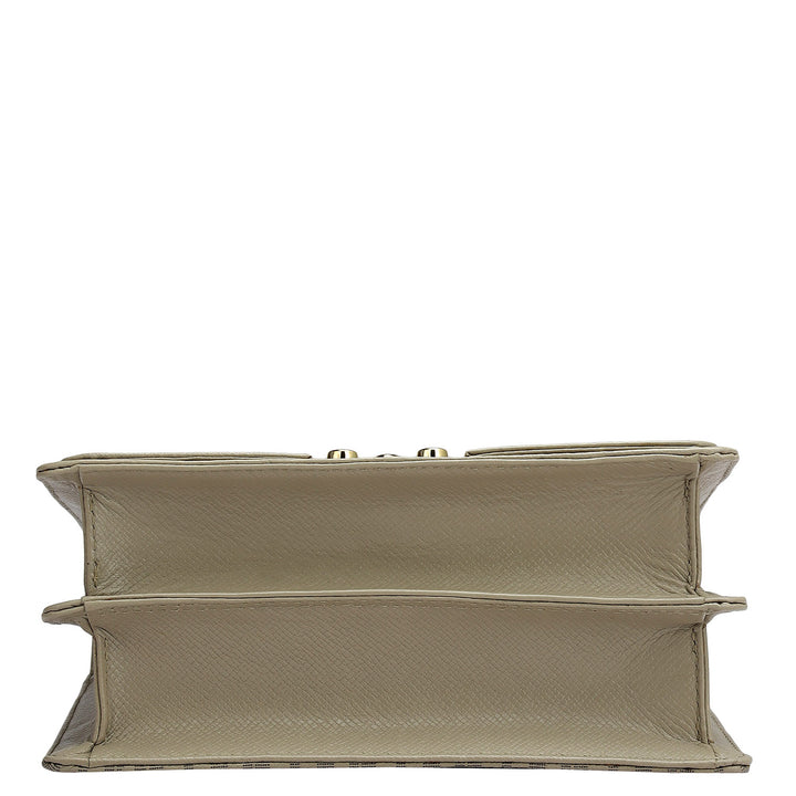 Small Monogram Franzy Leather Shoulder Bag - Chalk