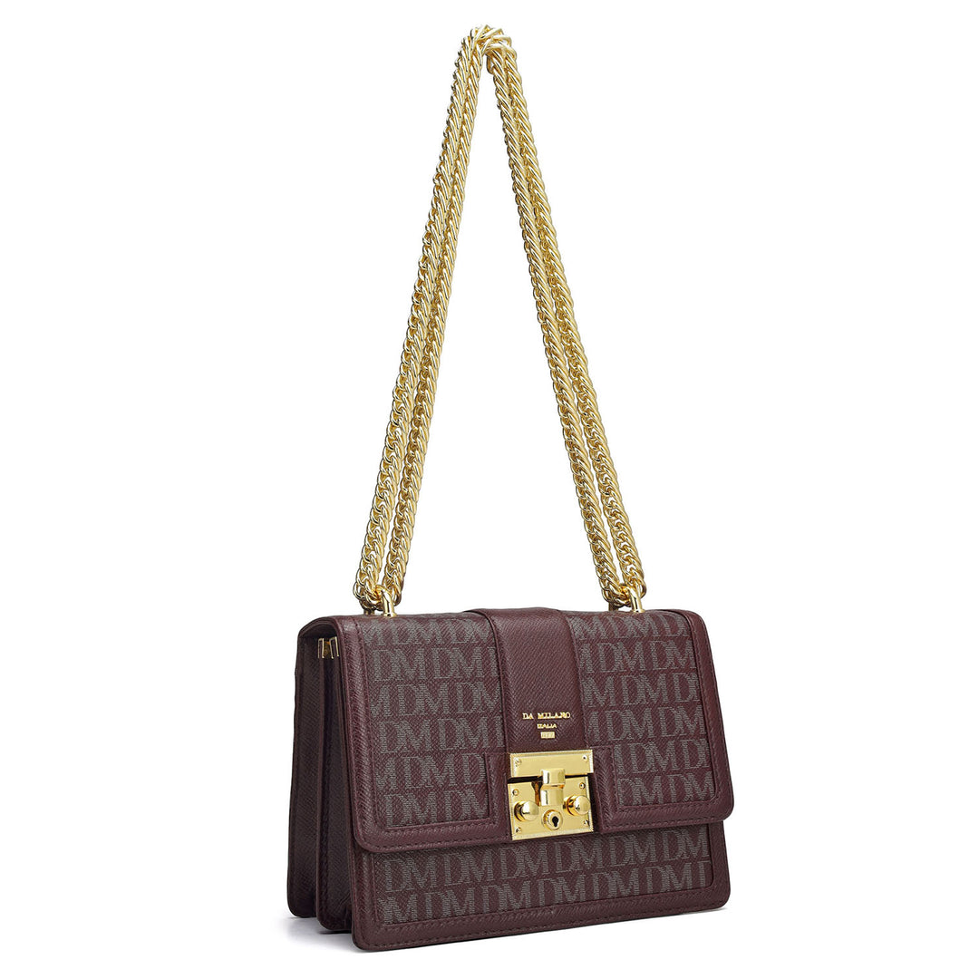 Small Monogram Franzy Leather Shoulder Bag - Wine