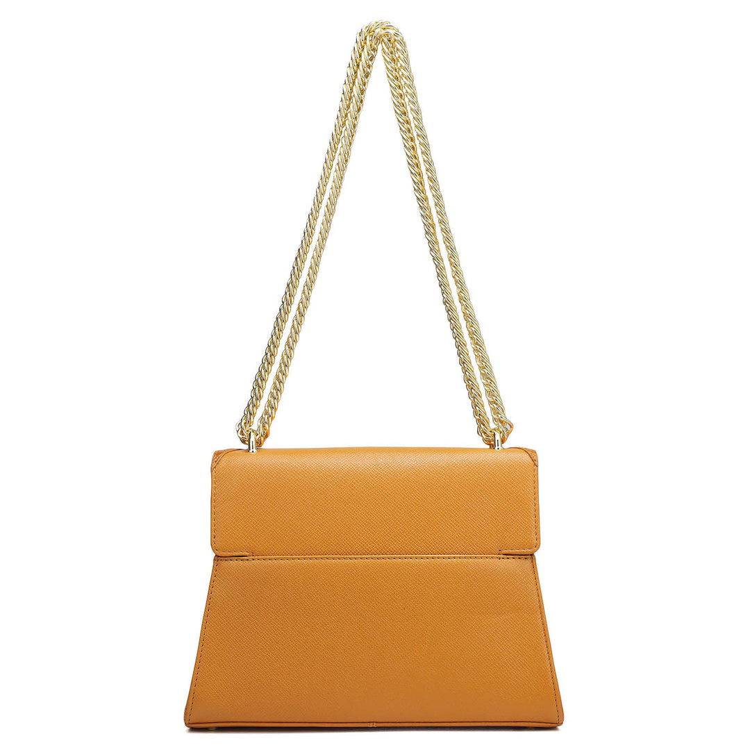 Small Croco Franzy Leather Shoulder Bag - Flame