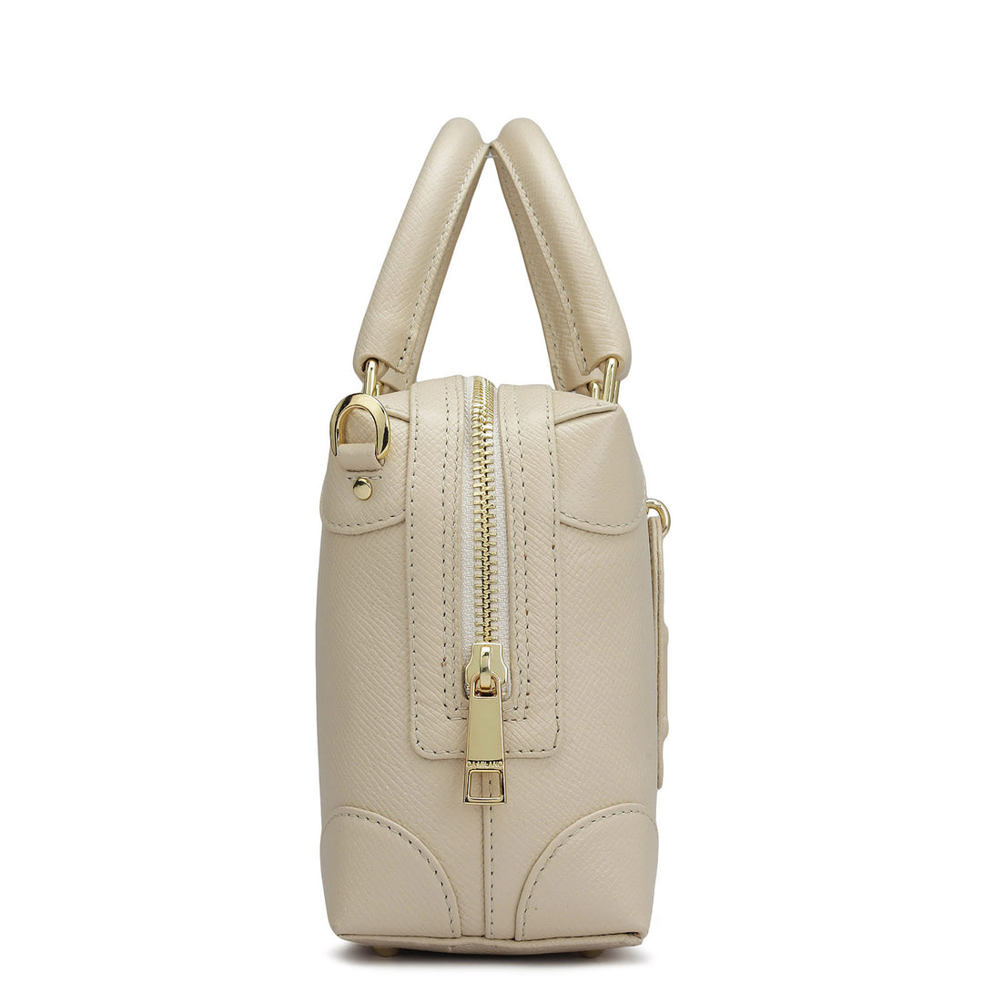 Small Franzy Leather Satchel - Dove