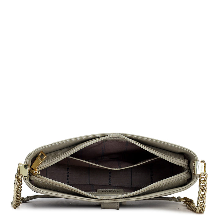 Small Croco Leather Baguette - Frost