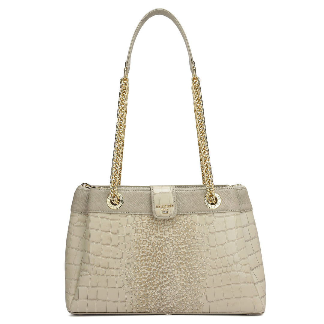 Small Croco Leather Shoulder Bag - Frost