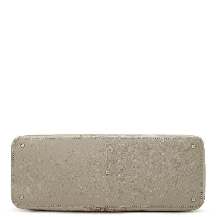 Small Croco Leather Shoulder Bag - Frost