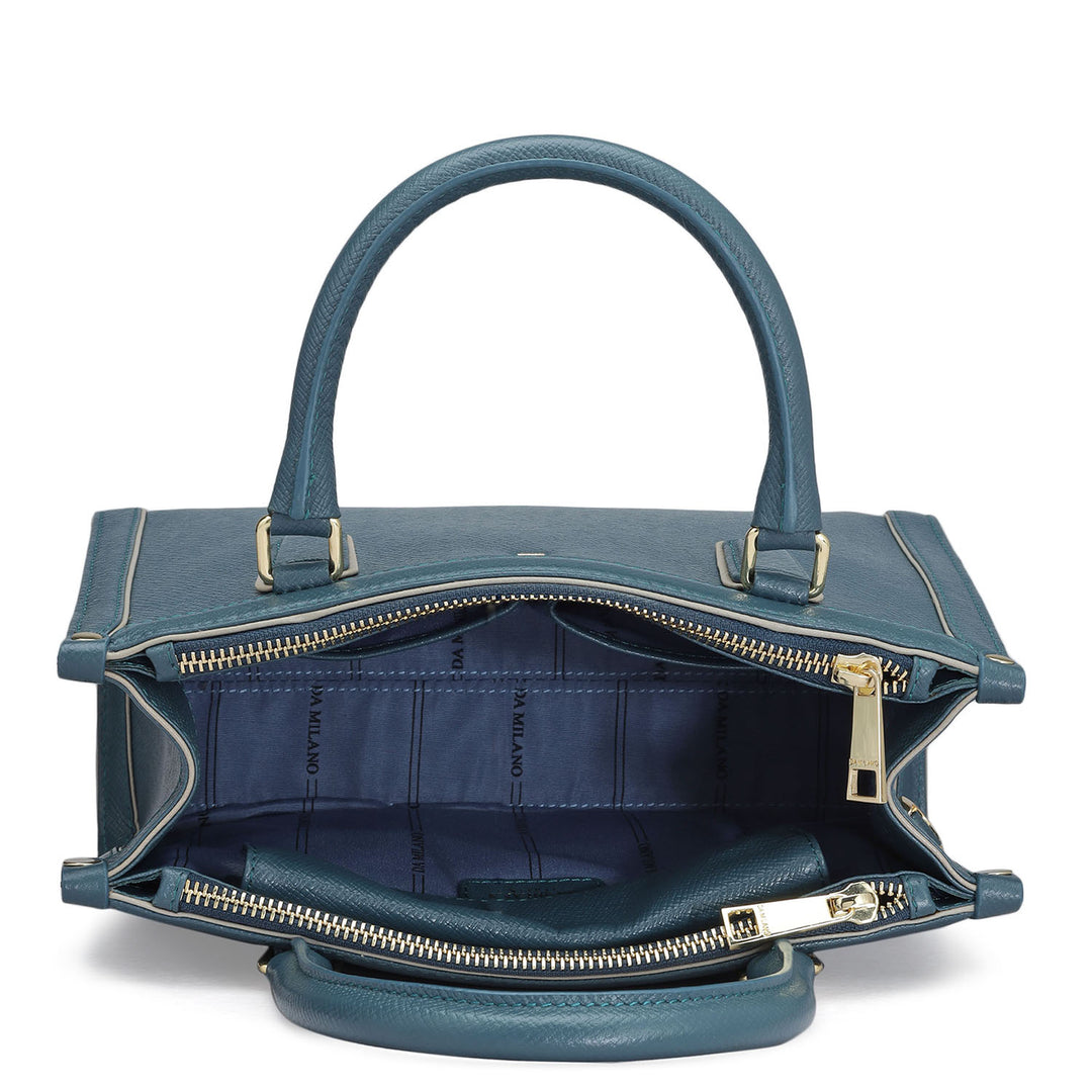 Small Franzy Leather Satchel - Octane