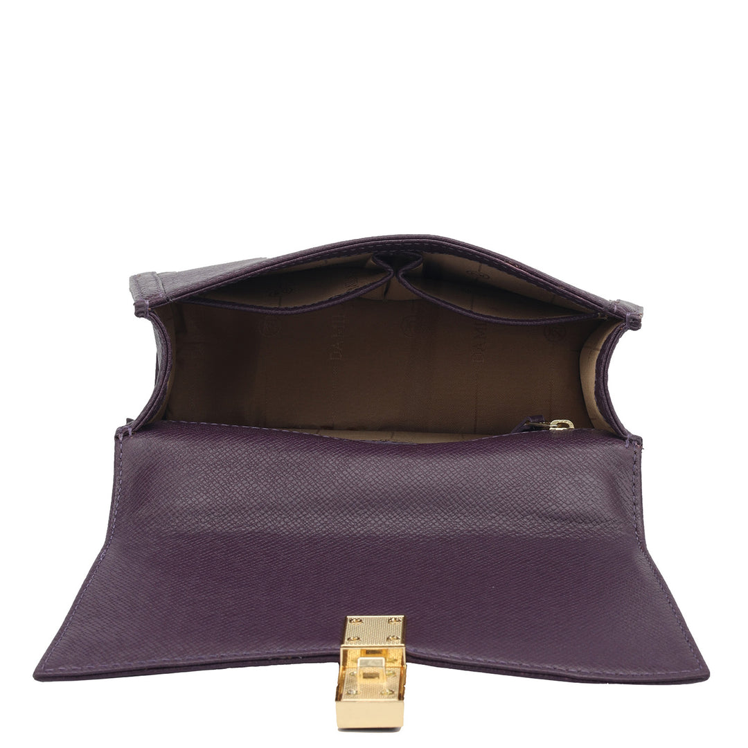 Small Franzy Leather Satchel - Grapevine