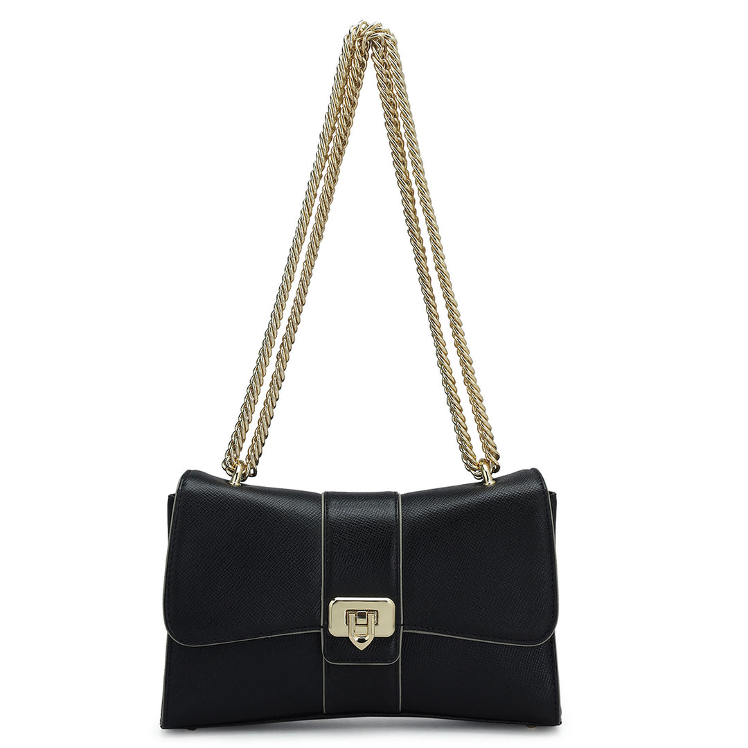Small Franzy Leather Shoulder Bag - Black