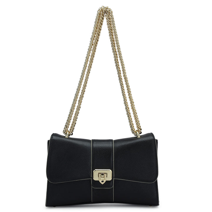 Small Franzy Leather Shoulder Bag - Black