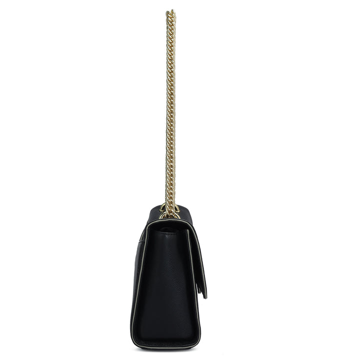 Small Franzy Leather Shoulder Bag - Black