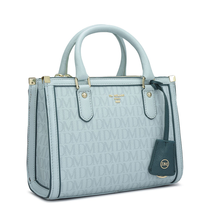 Small Monogram Franzy Leather Satchel - Cloud Blue