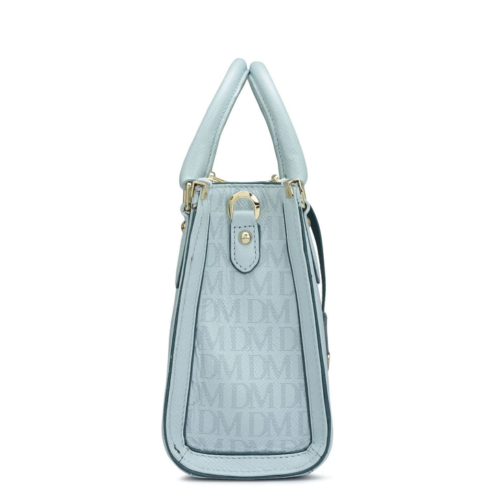 Small Monogram Franzy Leather Satchel - Cloud Blue
