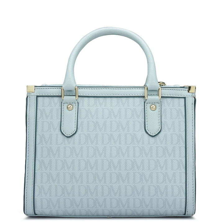 Small Monogram Franzy Leather Satchel - Cloud Blue