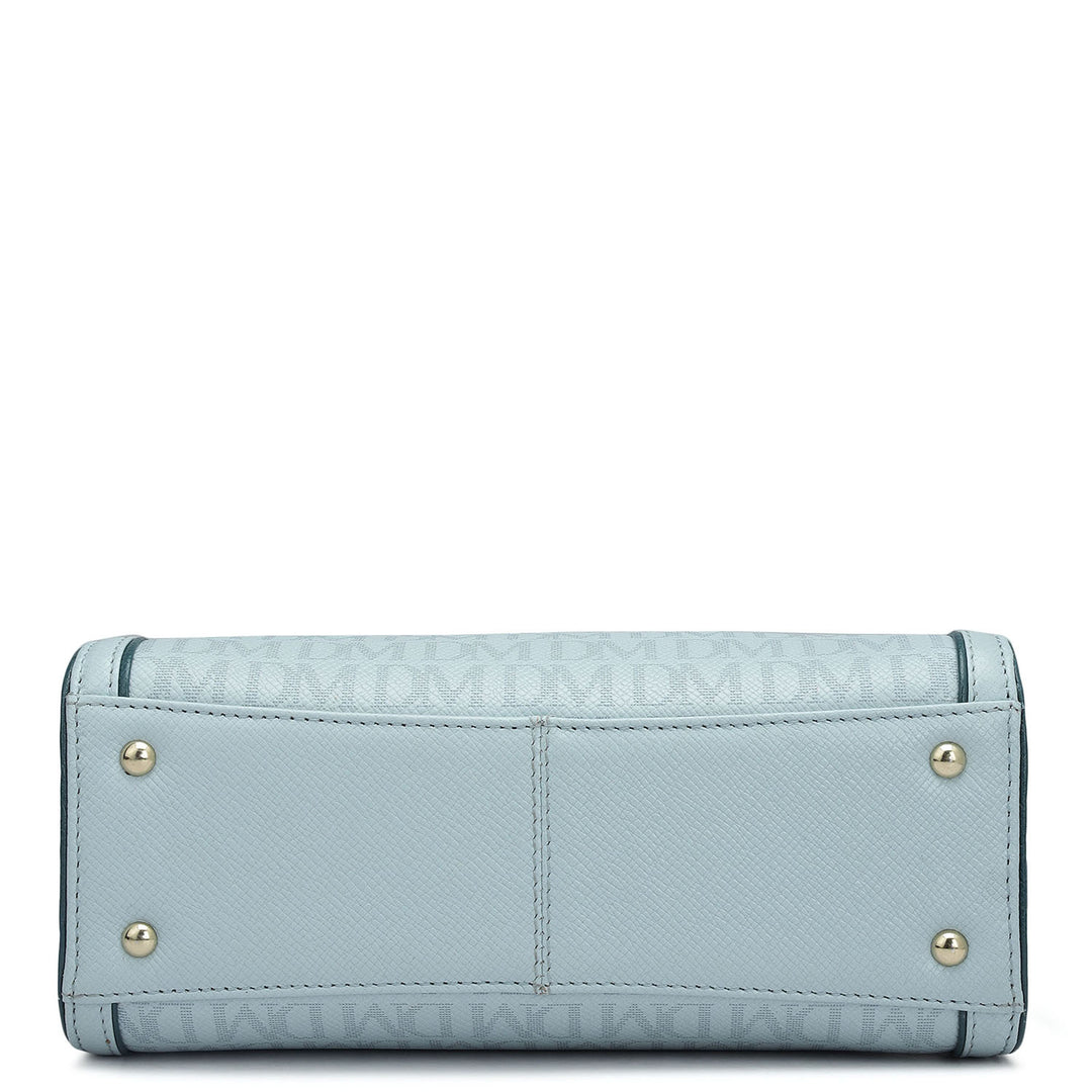 Small Monogram Franzy Leather Satchel - Cloud Blue