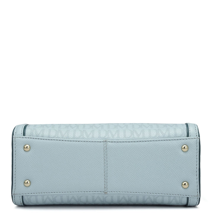 Small Monogram Franzy Leather Satchel - Cloud Blue
