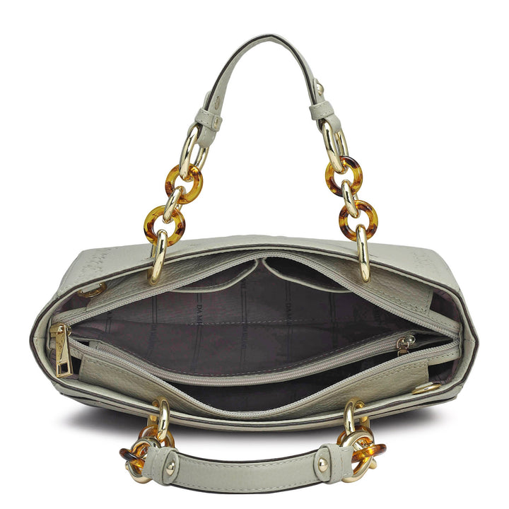 Small Wax Leather Satchel - Khaki