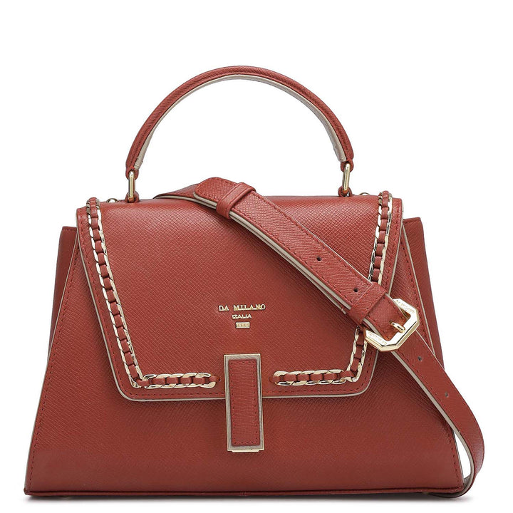 Small Franzy Leather Satchel - Brick