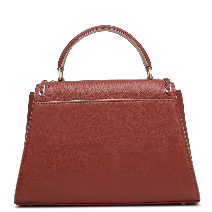 Small Franzy Leather Satchel - Brick