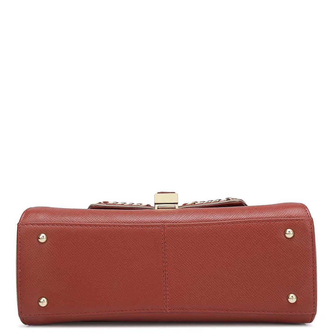 Small Franzy Leather Satchel - Brick