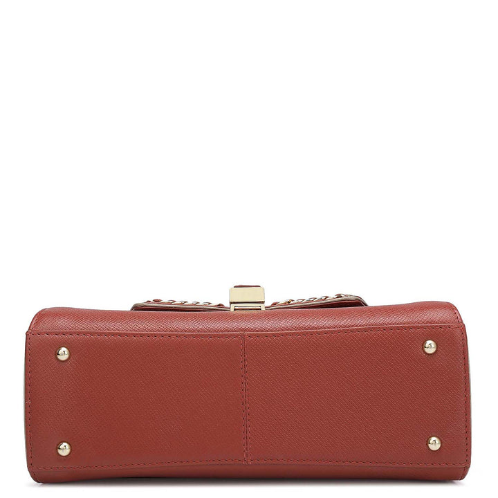 Small Franzy Leather Satchel - Brick