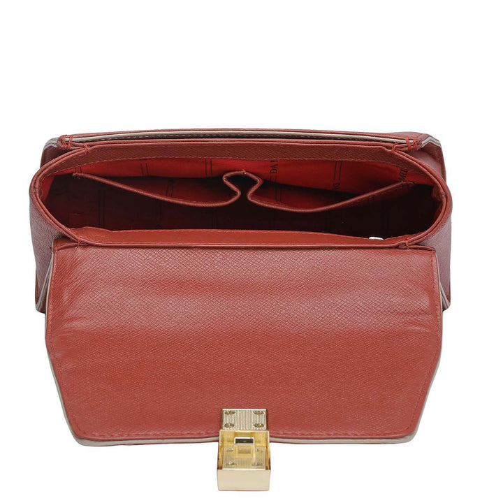 Small Franzy Leather Satchel - Brick
