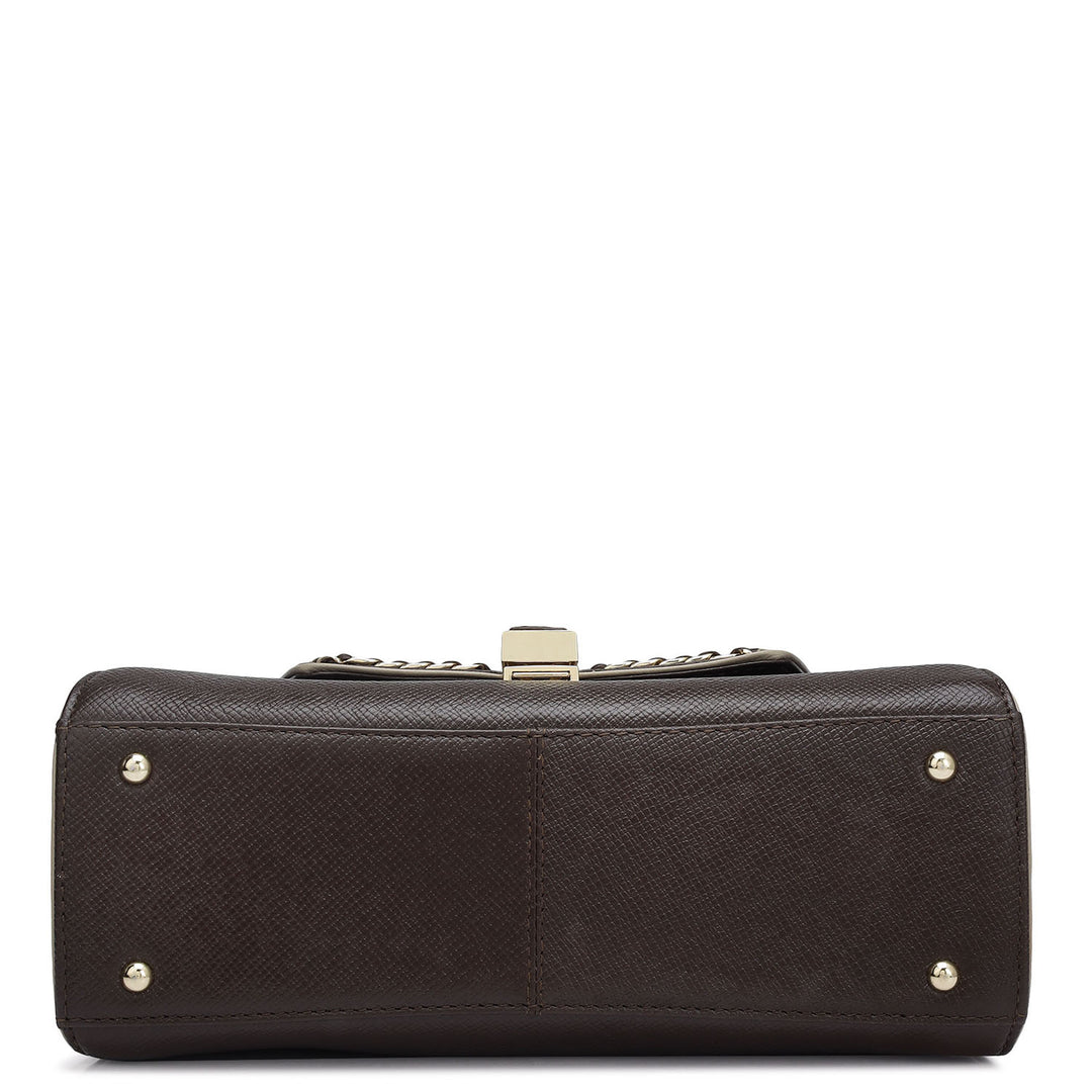 Small Franzy Leather Satchel - Chocolate