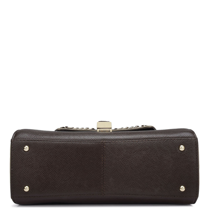 Small Franzy Leather Satchel - Chocolate