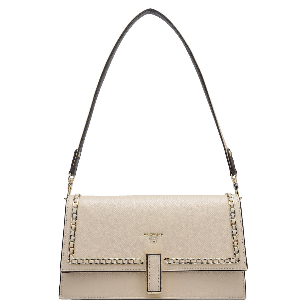 Small Franzy Leather Shoulder Bag - Dove