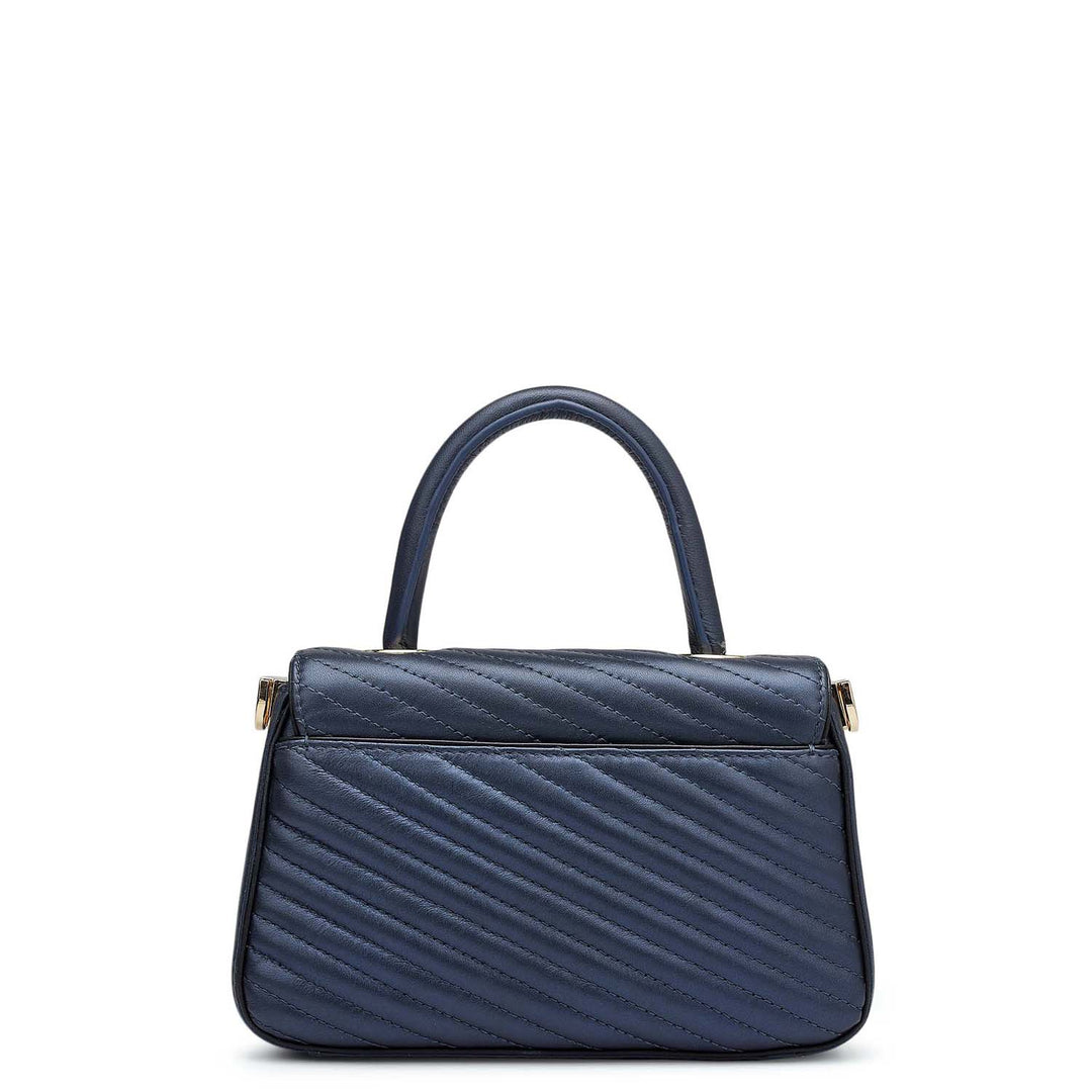 Small Quilting Leather Satchel - Mid Night Blue