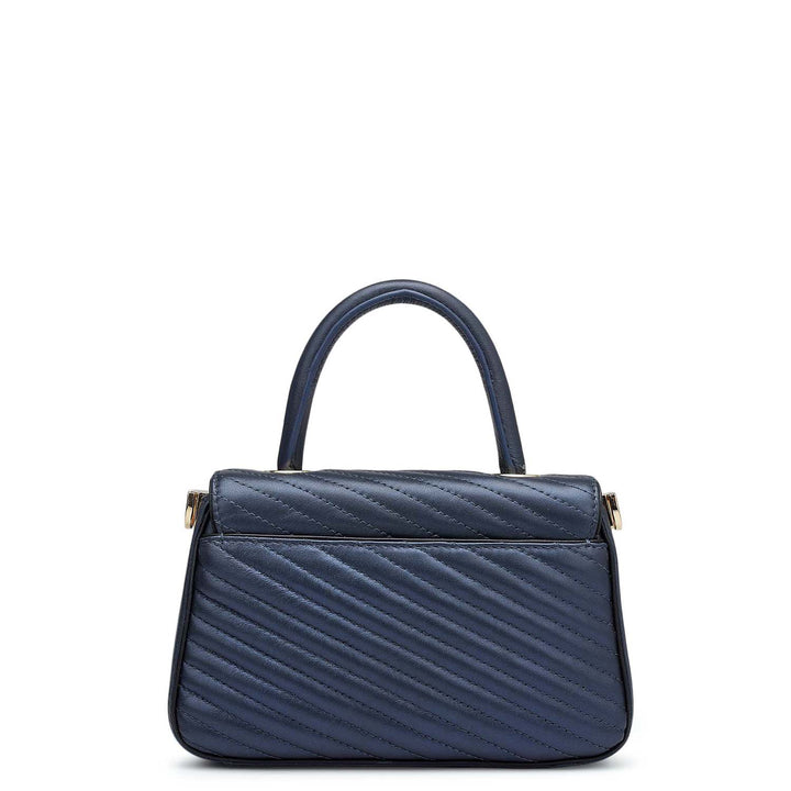 Small Quilting Leather Satchel - Mid Night Blue