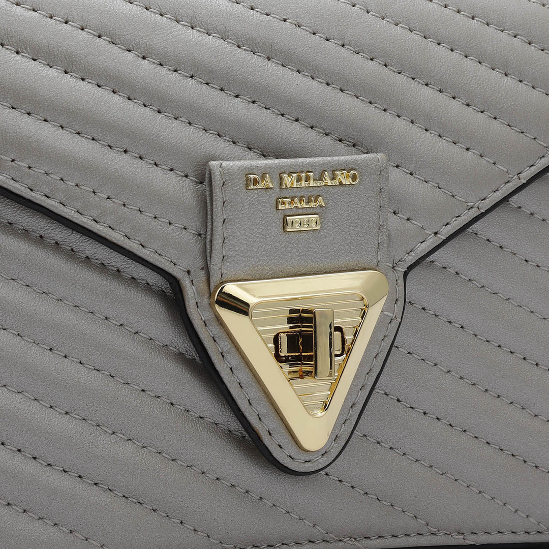 Small Quilting Leather Satchel - Pearl