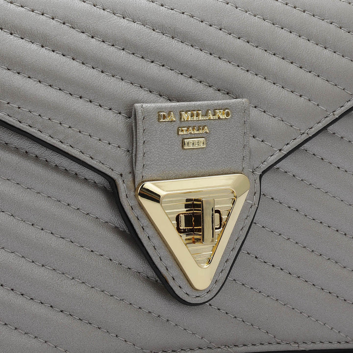 Small Quilting Leather Satchel - Pearl