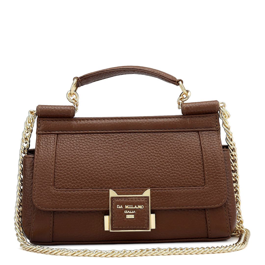 Small Wax Leather Satchel - Espresso