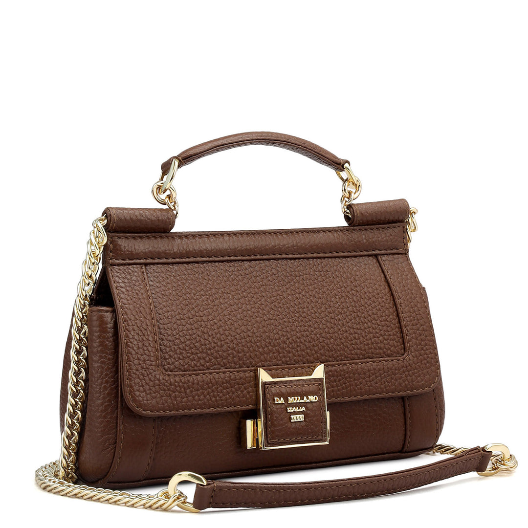 Small Wax Leather Satchel - Espresso