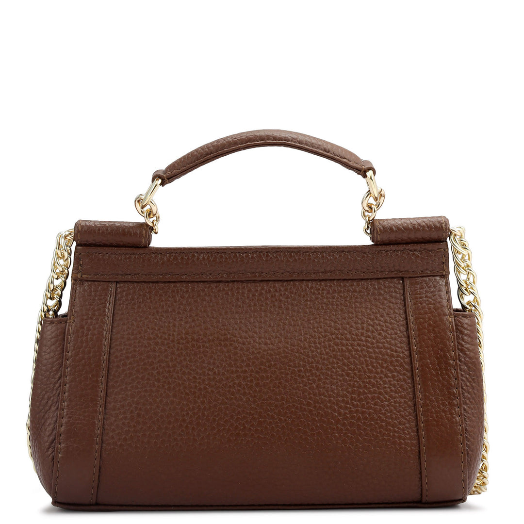 Small Wax Leather Satchel - Espresso
