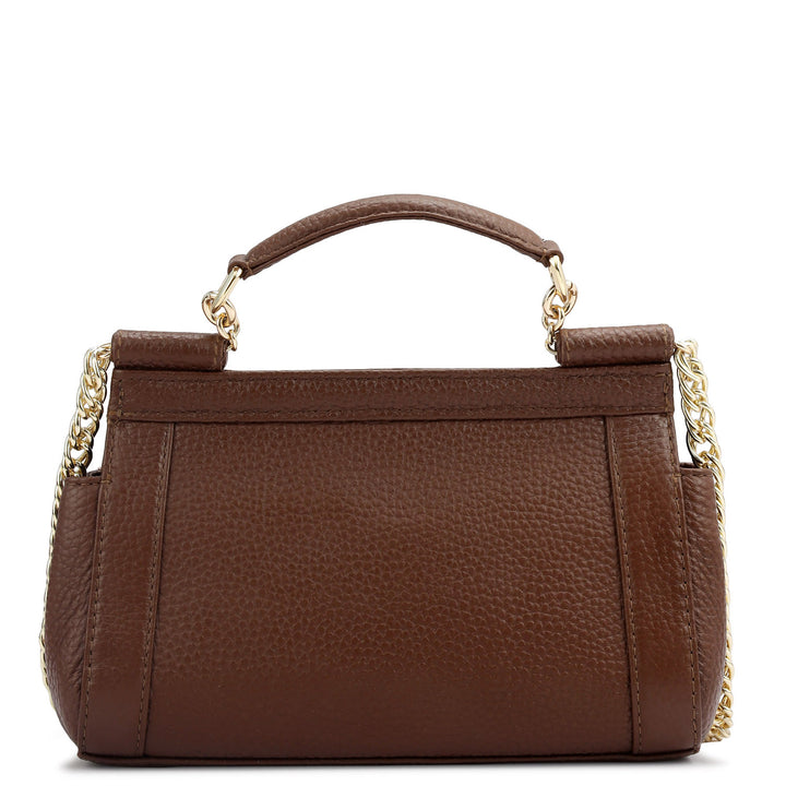 Small Wax Leather Satchel - Espresso