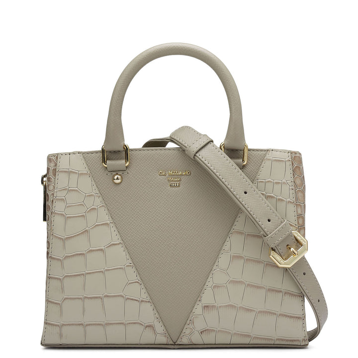 Small Croco Franzy Leather Satchel - Frost