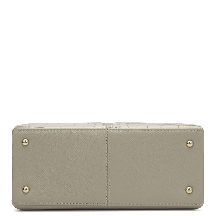 Small Croco Franzy Leather Satchel - Frost