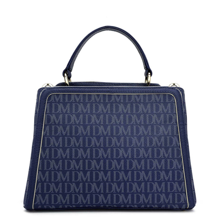 Small Monogram Leather Satchel - Ink Blue