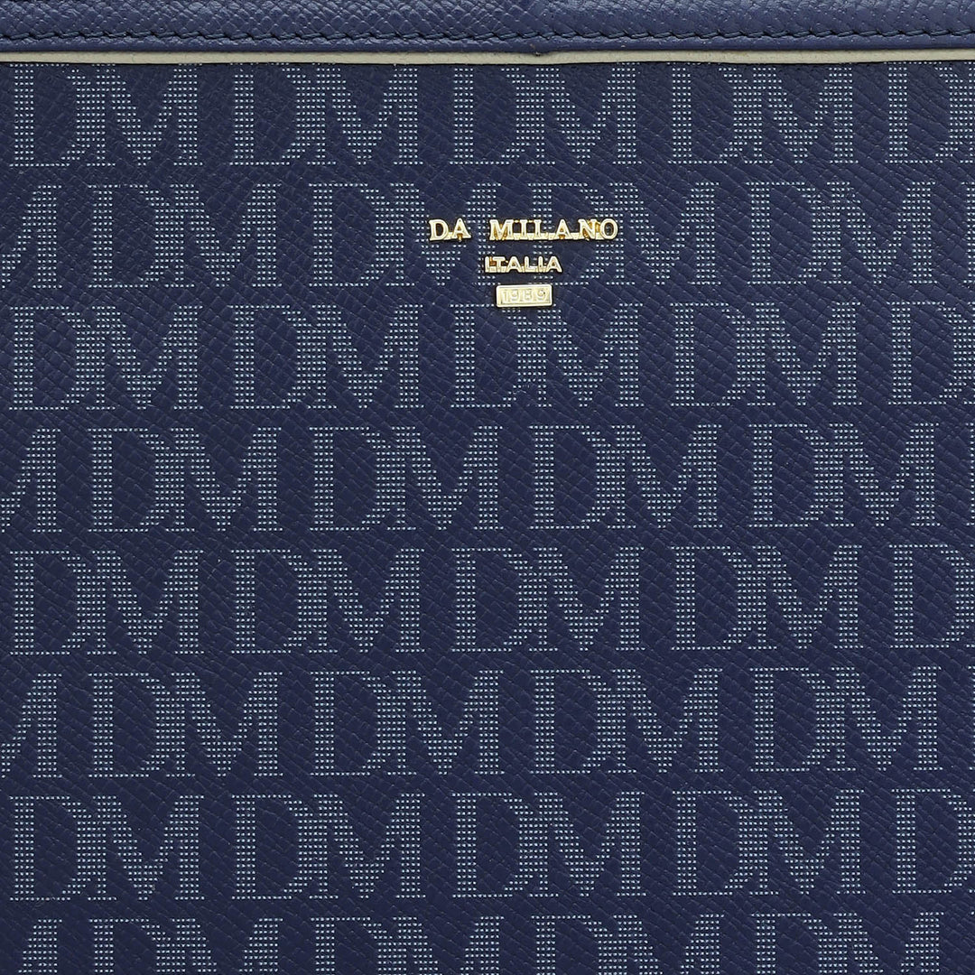 Small Monogram Leather Satchel - Ink Blue