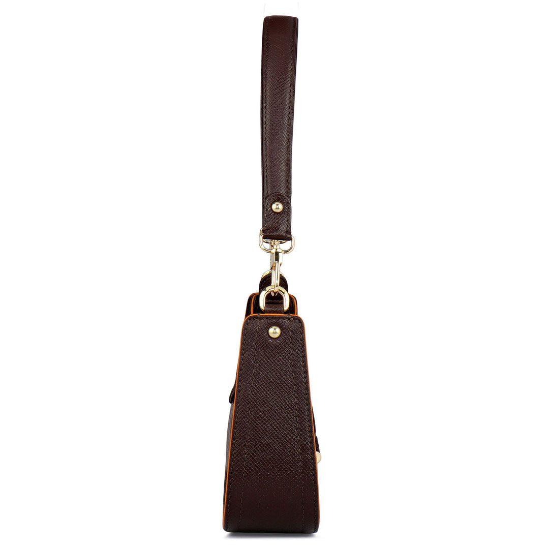Monogram Franzy Leather Baguette - Chocolate