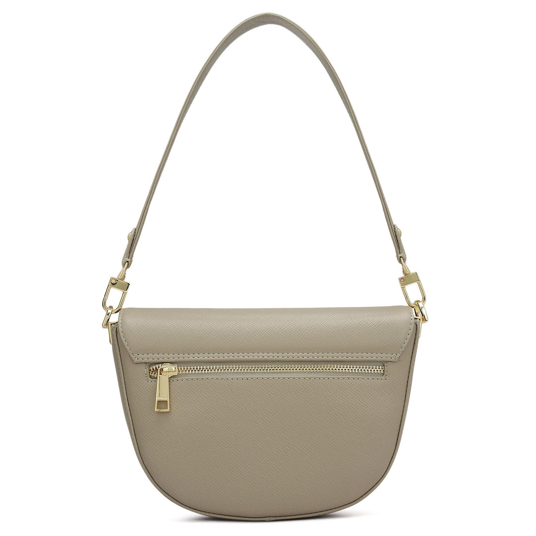 Small Franzy Leather Baguette - Chalk